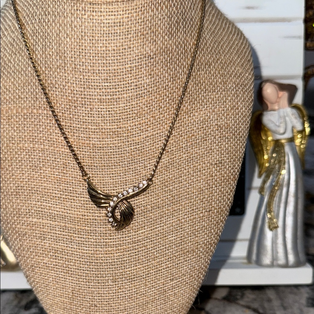 Vintage Luna Gold and Crystal Accent Necklace
